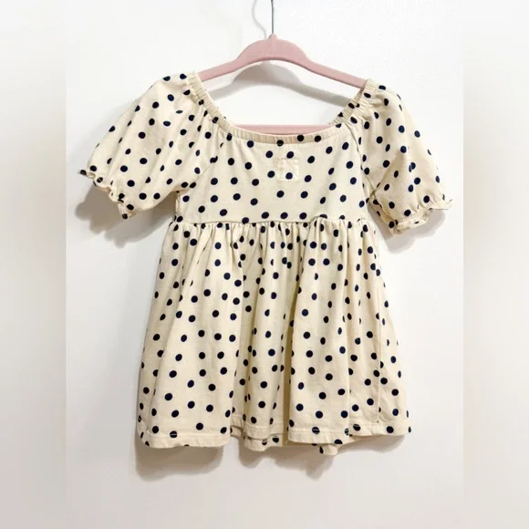 GAP Cream and Navy Polka Dot Kids Casual Dress - Picture 2 of 3